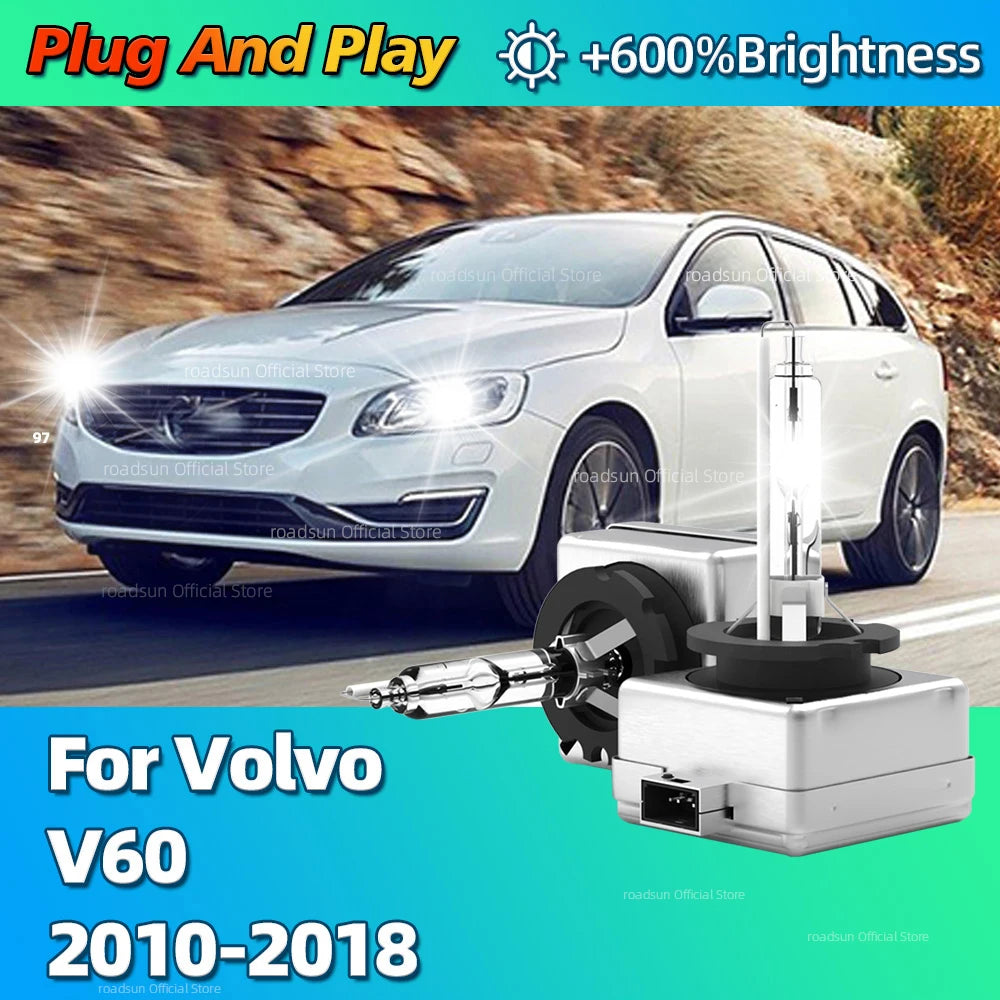 6000K HID Bulb HID Xenon Headlight D3S Car Lamp 10000LM Bright For Volvo V60 2010 2011 201