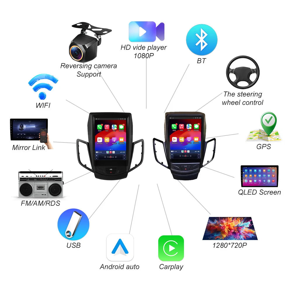 9.7 Inch Android 16 For Ford Fiesta Mk7 2009-2016 Car Radio Multimedia Video Player Naviga | AUTOKITSHOP
