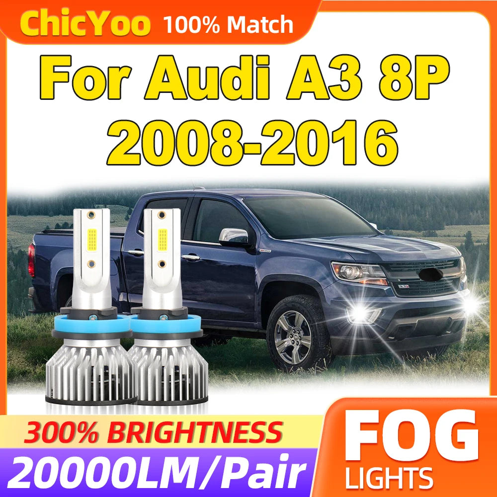 Fit For Audi A3 8P 2008-2010 2011 2012 2013 2014 2015 2016 20000LM Fog Lamps 60W CSP Chips