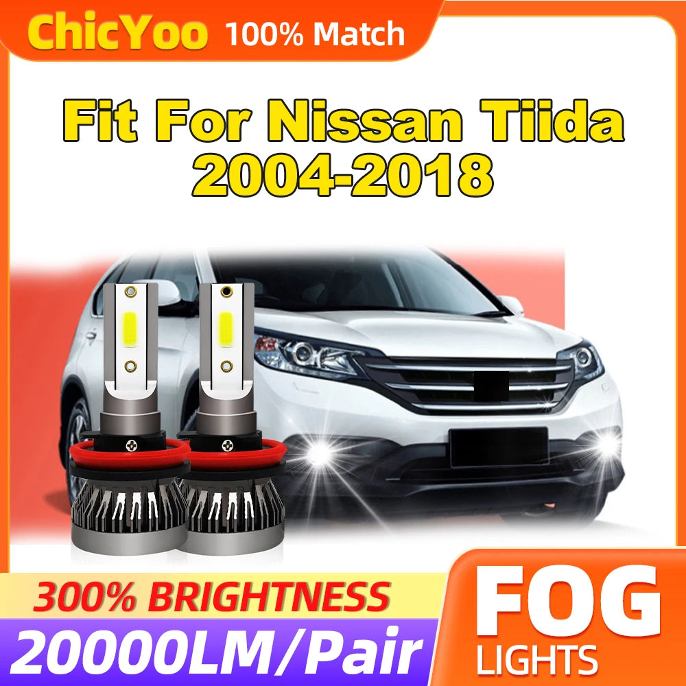 Fit For Nissan Tiida 2004-2015 2016 2017 2018 60W Auto Fog Lamps 20000LM CSP Chips LED Fog