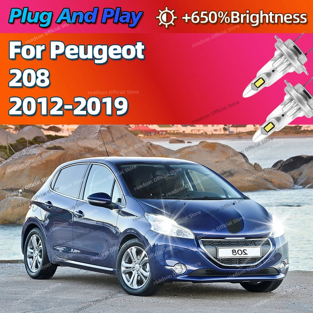 2/4Pcs High Power Headlight Car LED Lights Bulbs 160W Plug and Play For Peugeot 208 2012 2