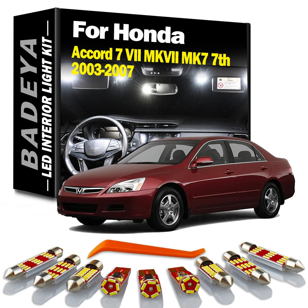 BADEYA 17Pcs Canbus LED Interior Map Dome Light Lamp Kit For Honda Accord 7 VII MKVII MK7