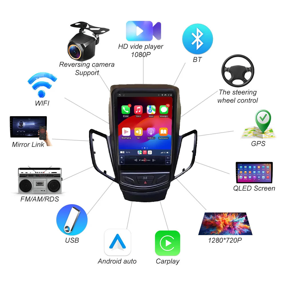 9.7 Inch Android 16 For Ford Fiesta Mk7 2009-2016 Wireless Carplay Car Radio Head Unit Mul | AUTOKITSHOP