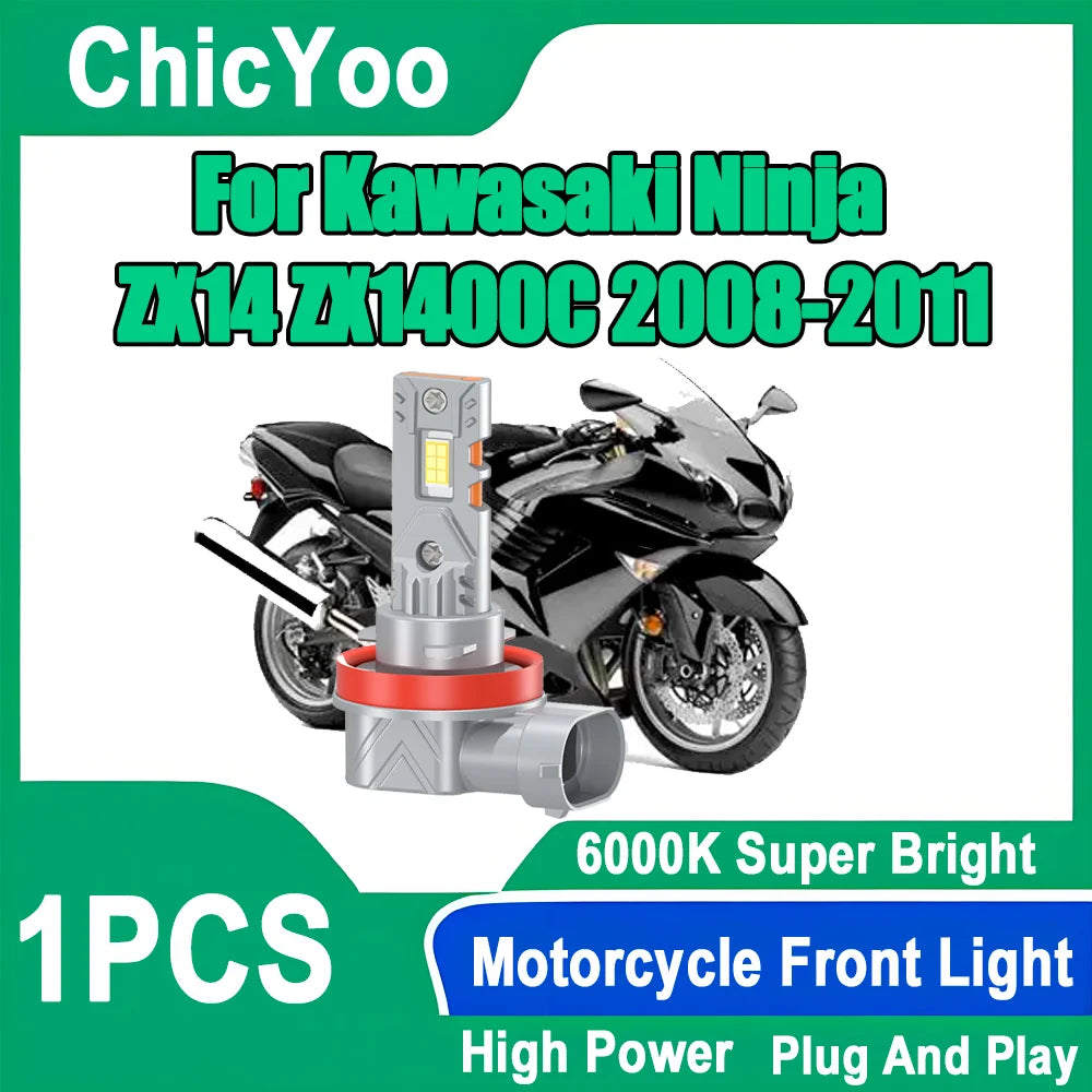1X 6000K Super White H11 H8 H9 LED Motorcycle Front Light Moto Headlamp Plug and Play For