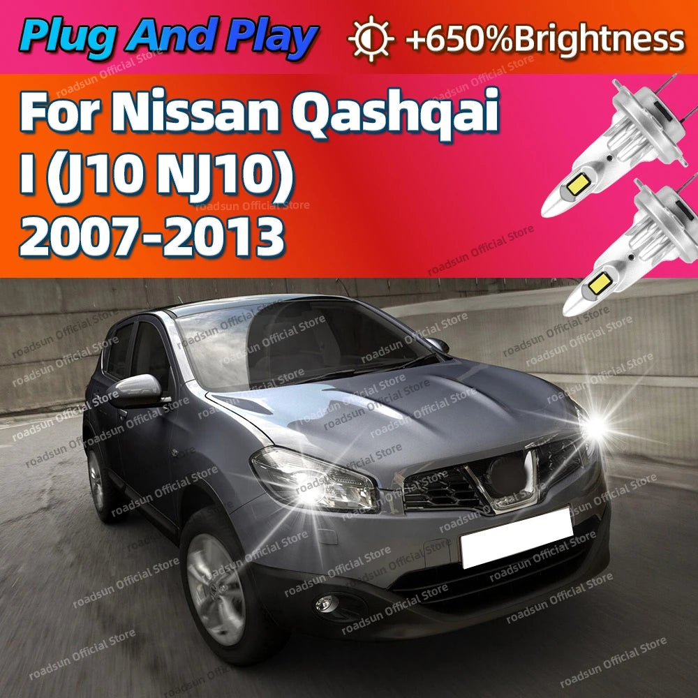 2/4Pcs High Power Headlight Chips LED Lights Bulbs 160W For Nissan QASHQAI I J10 NJ10 2007