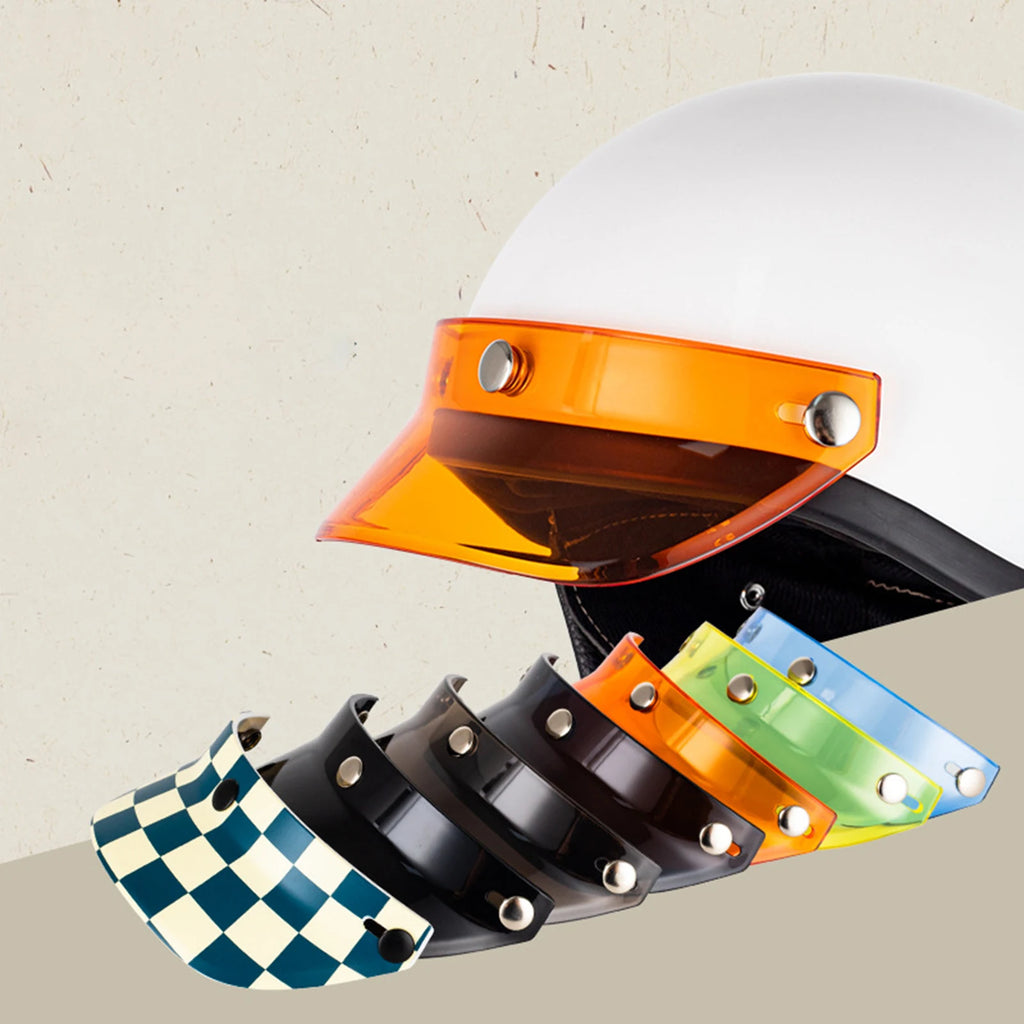 Helmet Visor Peak 3 Snap Visor Sunshield Peak for Helmets with 3 Buttons 3/4 Helmets Retro Helme - Automotive LED Light