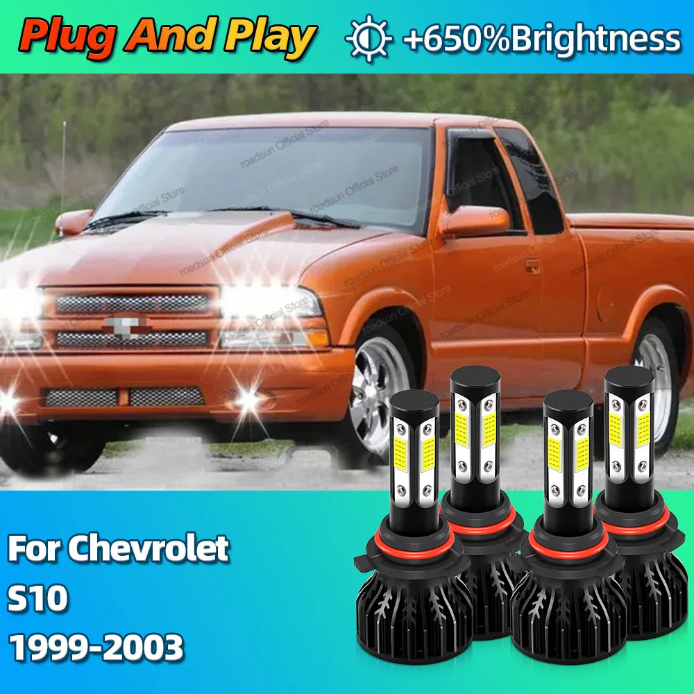 Car Headlight LED Lamp High Low Beam HB3 HB4 Light Bulbs 180W For Chevrolet S10 1999 2000