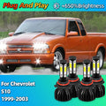 Car Headlight LED Lamp High Low Beam HB3 HB4 Light Bulbs 180W For Chevrolet S10 1999 2000