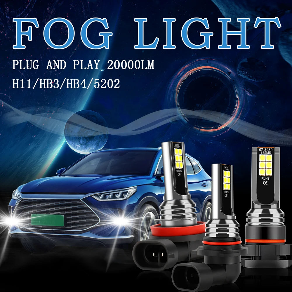 20000LM H11 H8 LED Fog Light Bulbs H10 H16JP 5202 9006 HB4 9005 HB3 H9 H16EU LED CSP Car D