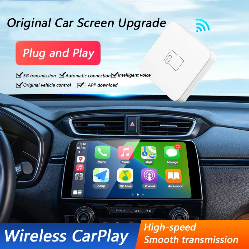 5G Bluetooth Wired TO Wireless Carplay For Apple Android AUTO AI Box Nissan Camry Mercedes