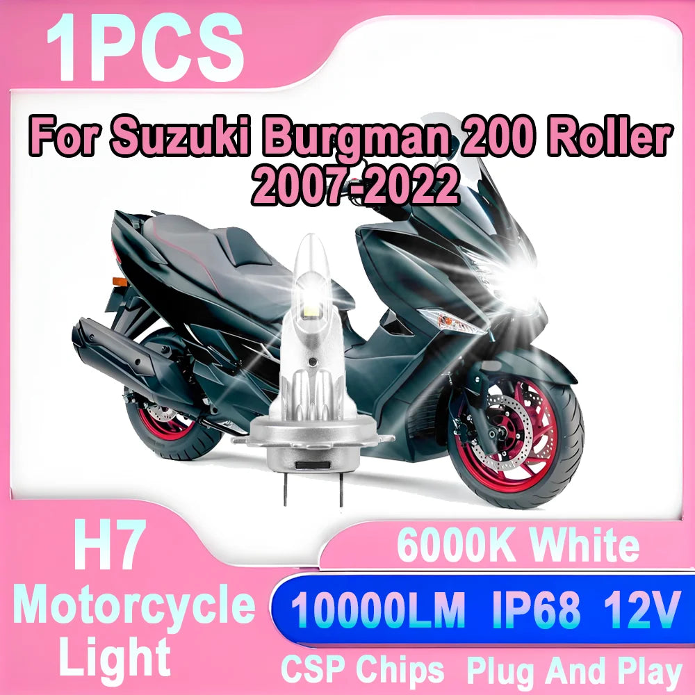 H7 LED Headlight 60W High Power Motorcycle Light 6000K White Plug and Play 12V 60W For Suz