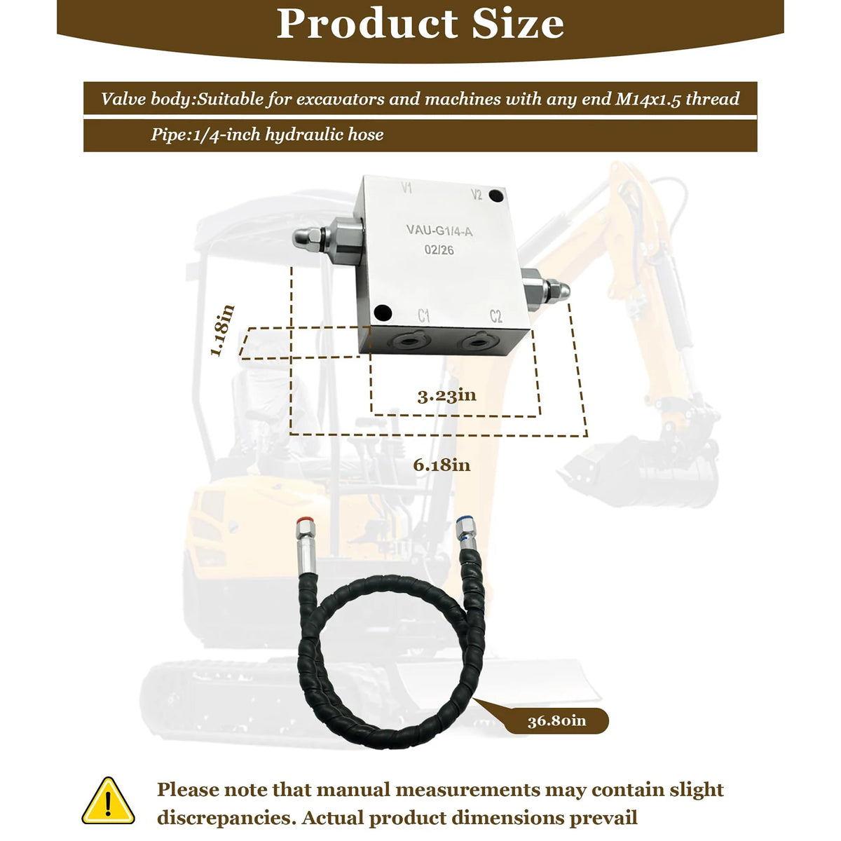 Mini Excavator Cushion Valve Kit Hydraulic System Valve for mini excavators with 1/4" hydraulic  - Automotive LED Light