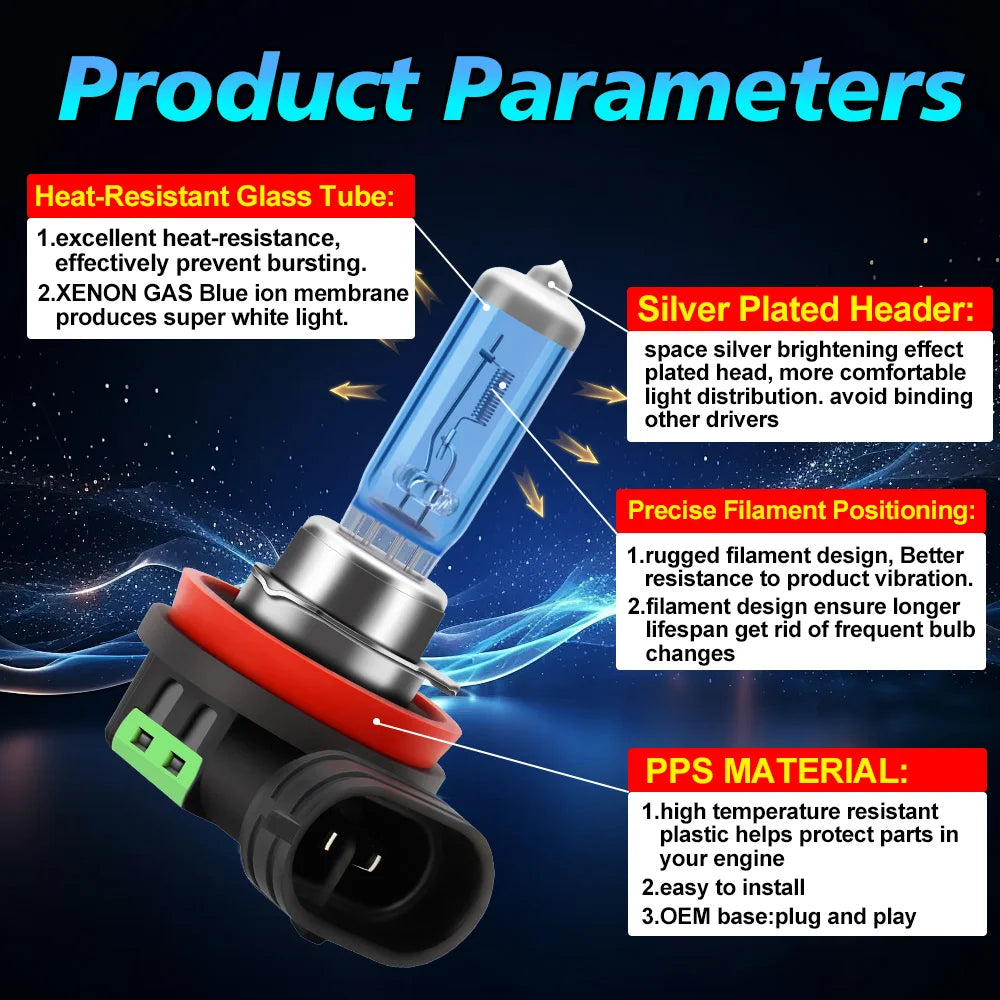 120000LM Super Bright Halogen Car Headlight 6000K H1 H4 H7 H11 H13 9005 9006 9012 H8 H9 88
