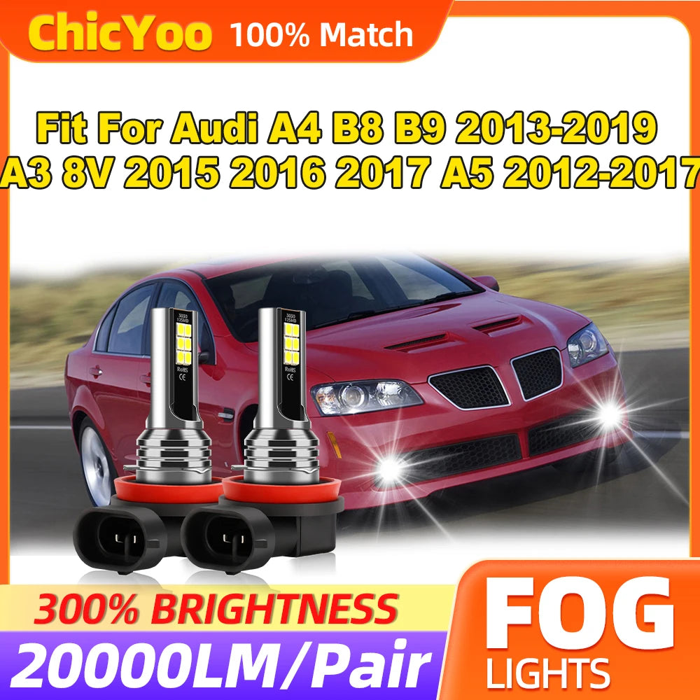 60W Canbus Car Fog Lights 20000LM Fog Lamps 12V 6000K White Fit For Audi A4 B8 B9 2013-201