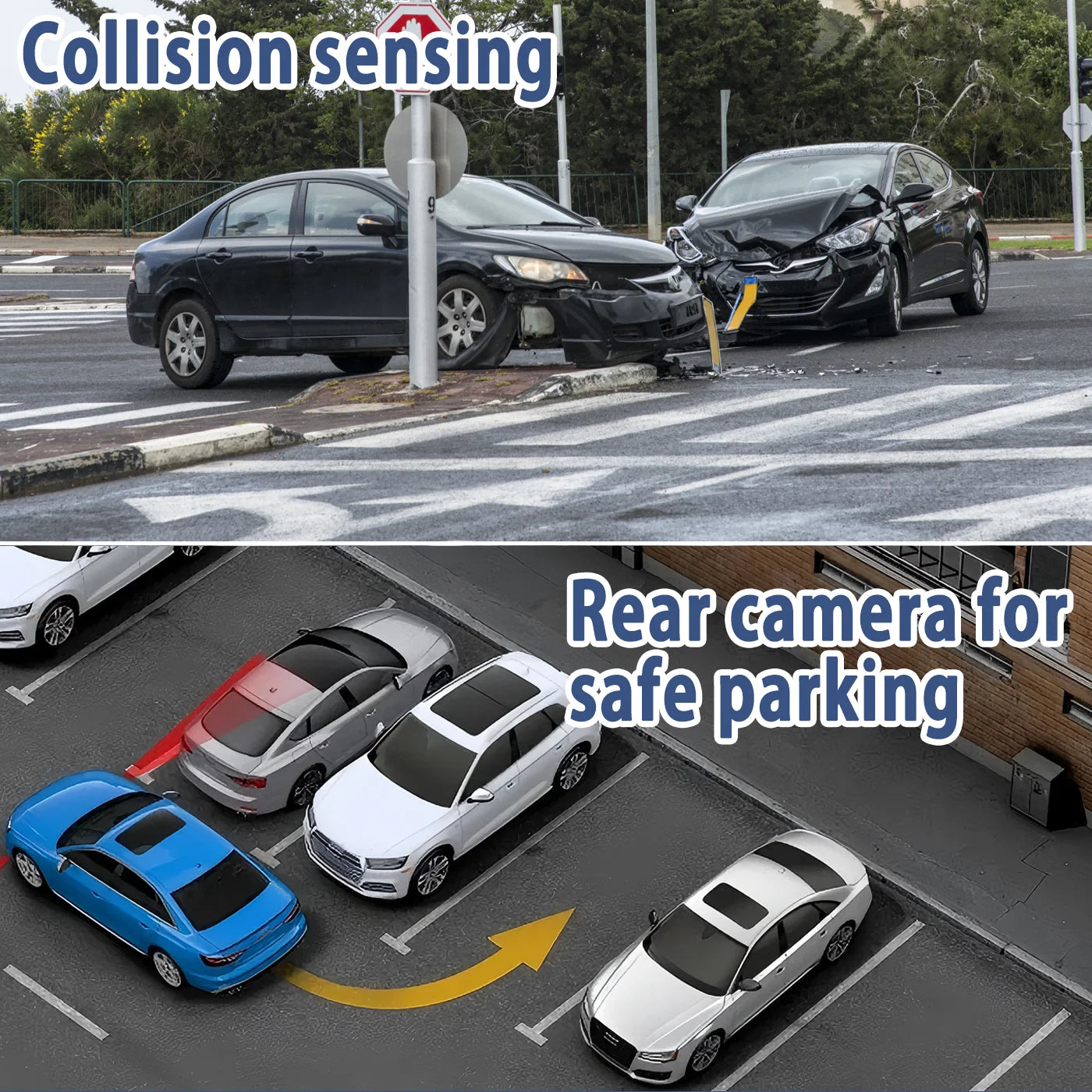 1080P 4-Channel Car DVR with HD Display, Front and Rear Cameras, Night Vision, G-Sensor Loop Recording - USB Rechargeable for Al