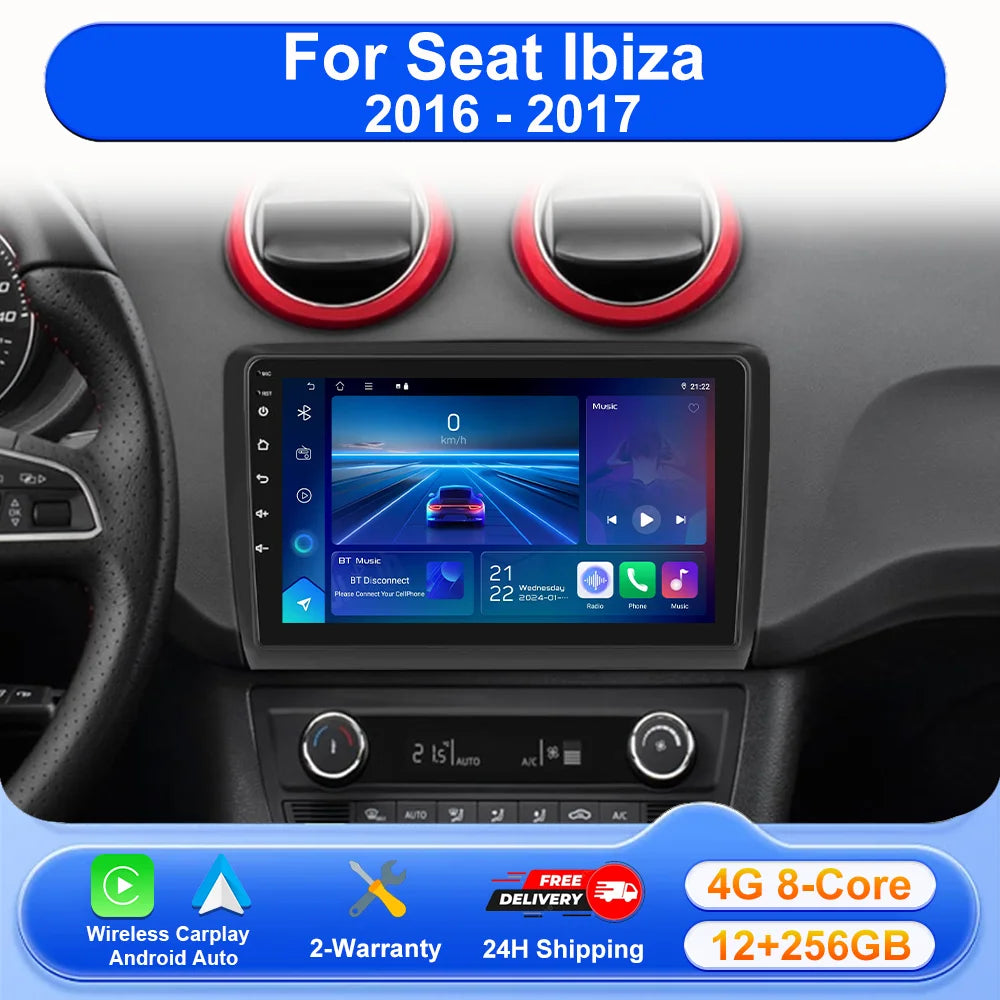 Android 16 Car Radio For Seat Ibiza 2016 - 2017 Multimedia Video Player 2K GPS 4G CarPlay