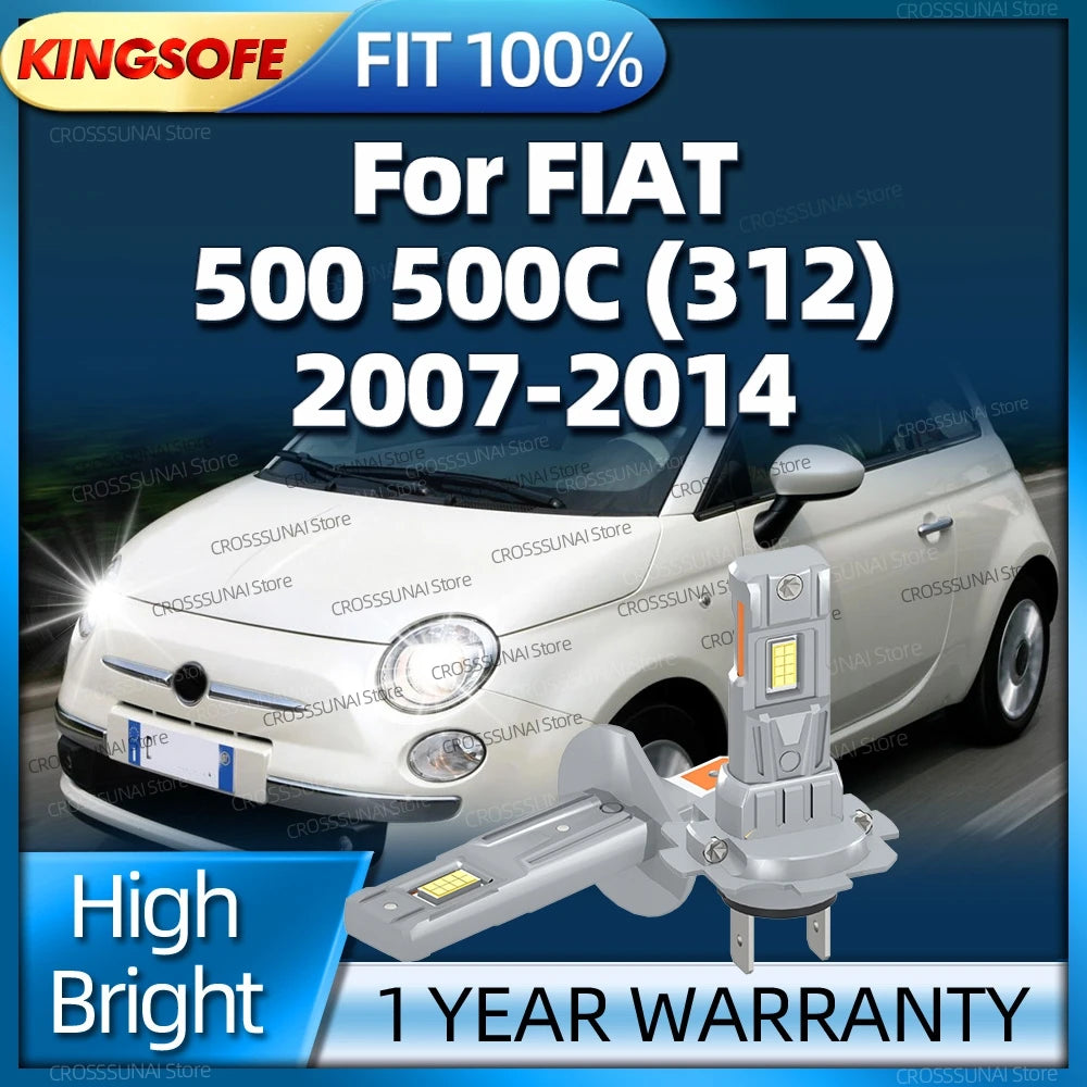 2/4Pcs LED Light 30000Lm Head Lamp Wireless Car Headlight Bulbs For FIAT 500 500C 312 2007