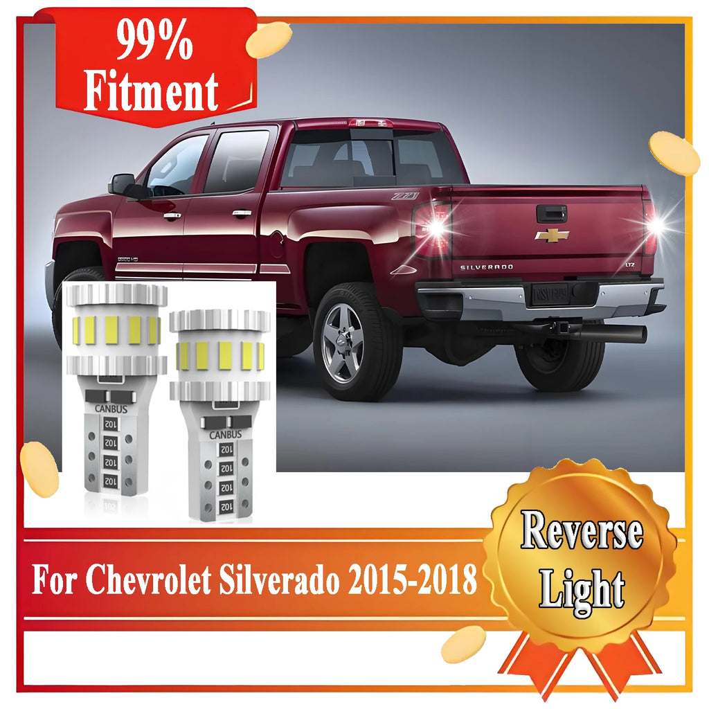 2X T10 W5W Car LED Reverse Light 6000K Fit For Chevrolet Silverado 2015 2016 2017 2018 Bac