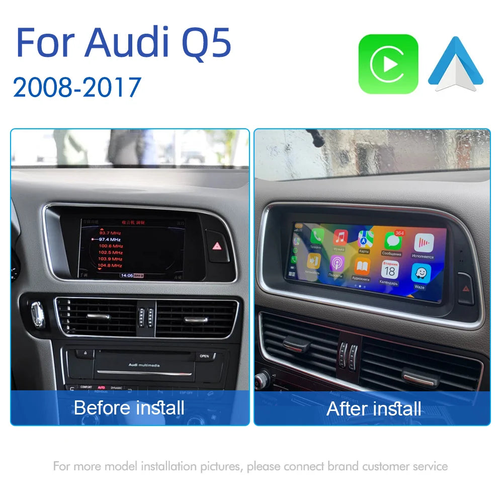 Android 14 For Audi Q5 2008-2017 Car Radio Screen Wireless Carplay Multimedia Player GPS N