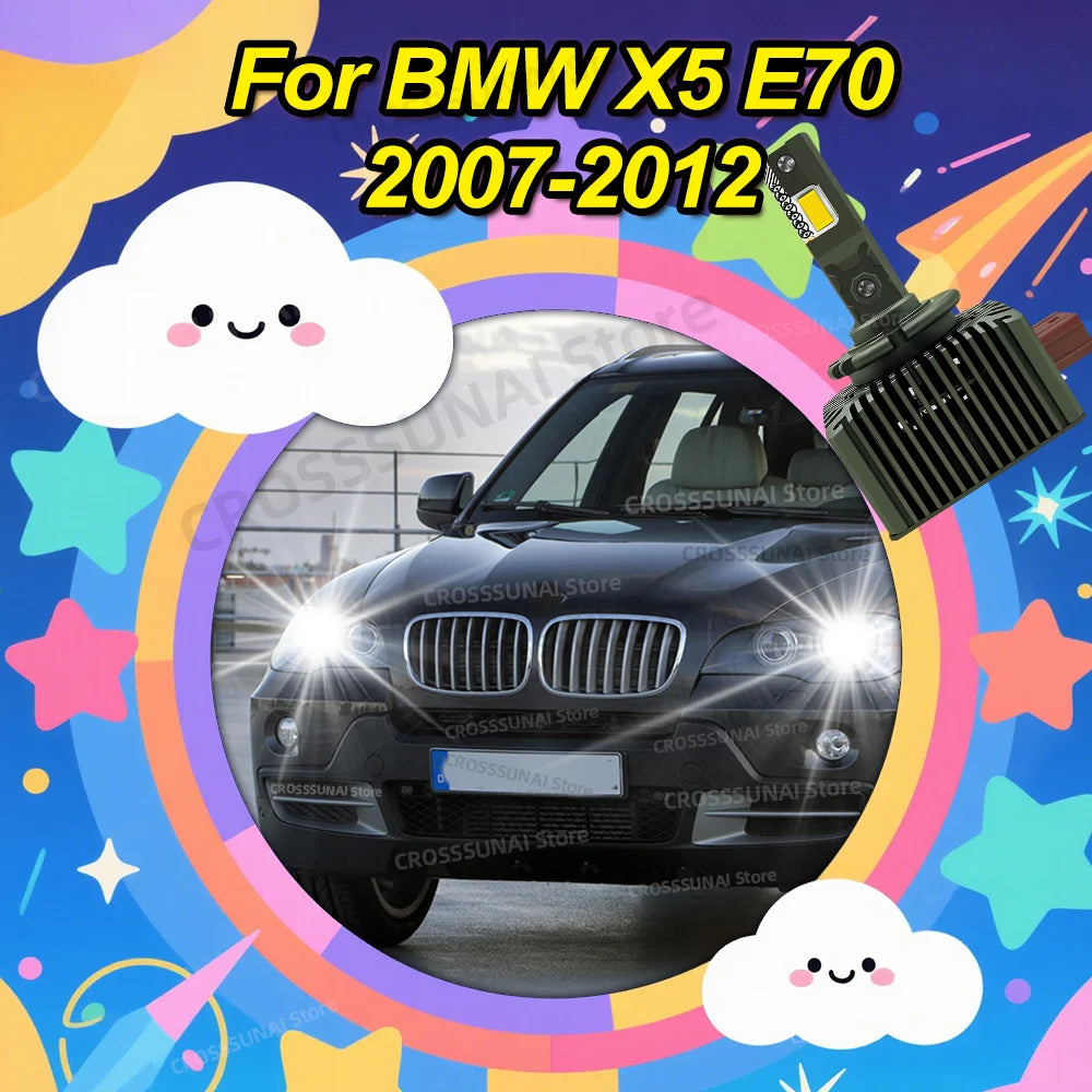 LED Headlights HID D1S Turbo Two-sided CSP Chip 6000K for BMW X5 E70 2007 2008 2009 2010 2