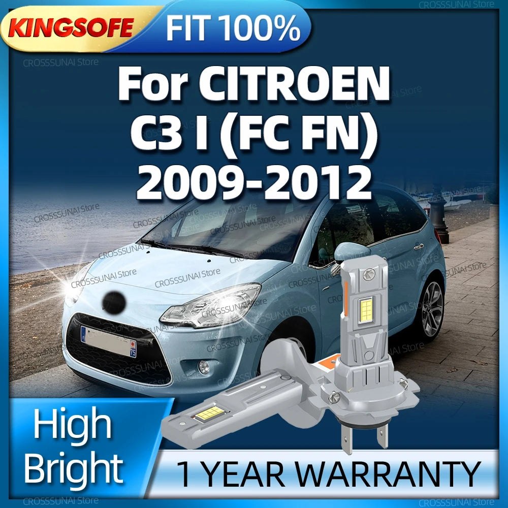 2/4Pcs LED Light 30000Lm Head Lamp Wireless Car Headlight Bulbs For CITROEN C3 I FC FN 200