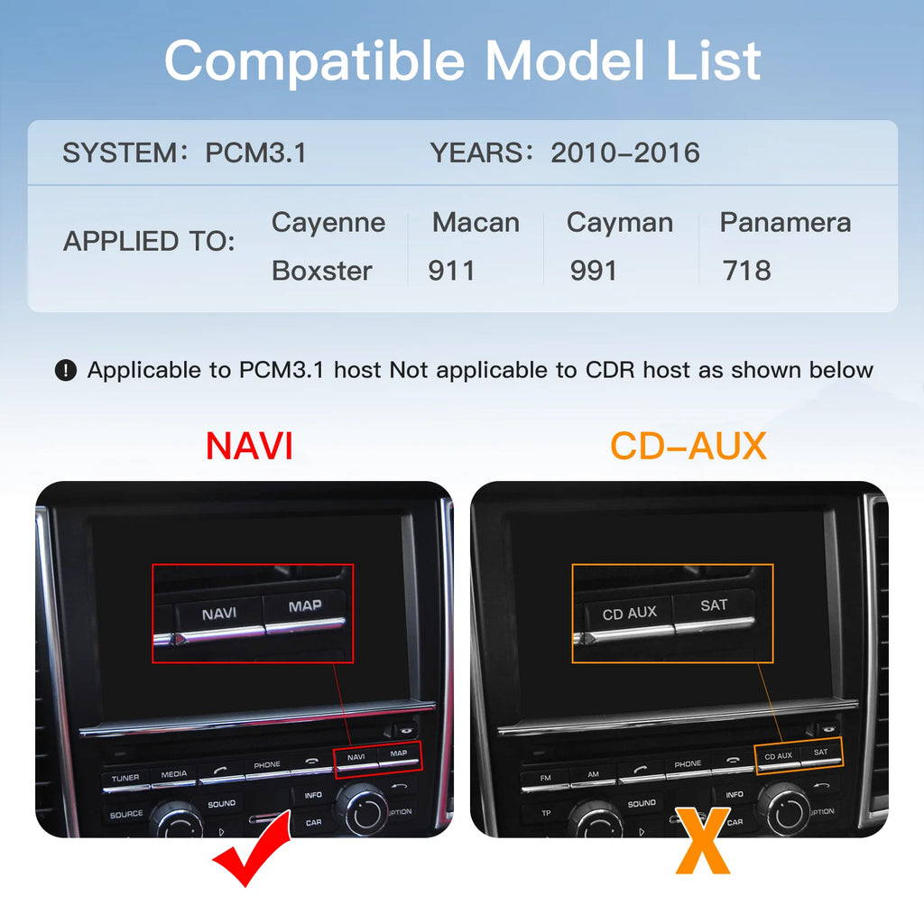 CARABC For Porsche PCM3.1 Wireless Carplay Android Auto Panamera Cayenne Cayman Macan Boxs