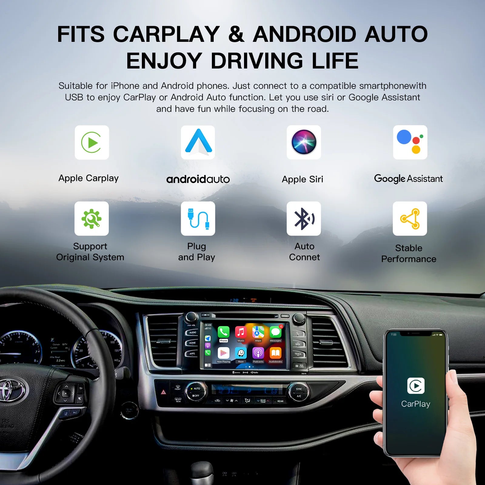AUTOABC Wireless Carplay Android Auto for TOYOTA Touch2 Entune2.0 Highlander Tundra Sienna | AUTOKITSHOP