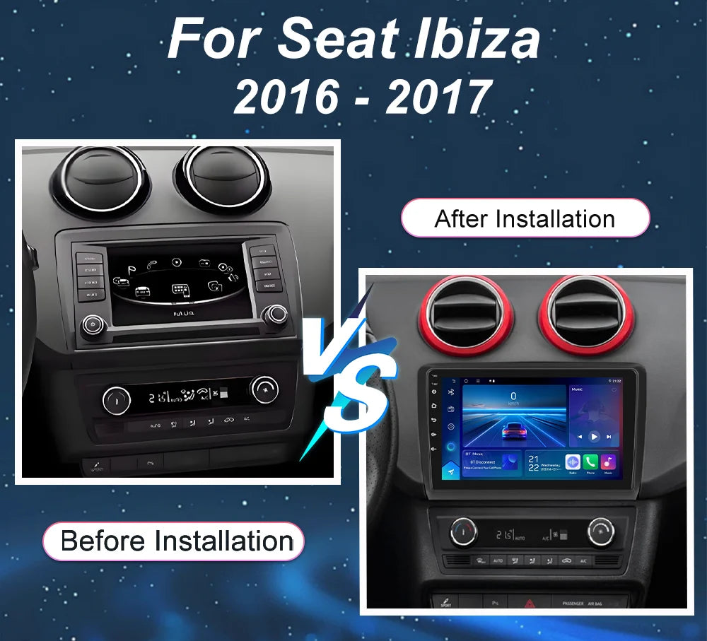 Android 16 Car Radio For Seat Ibiza 2016 - 2017 Multimedia Video Player 2K GPS 4G CarPlay