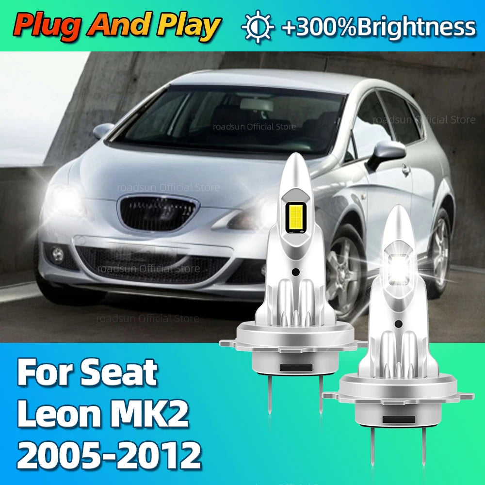 Mini H7 LED Headlight Bulbs CANBUS 30000LM CSP Car Lamp For Seat Leon MK2 2005 2006 2007 2