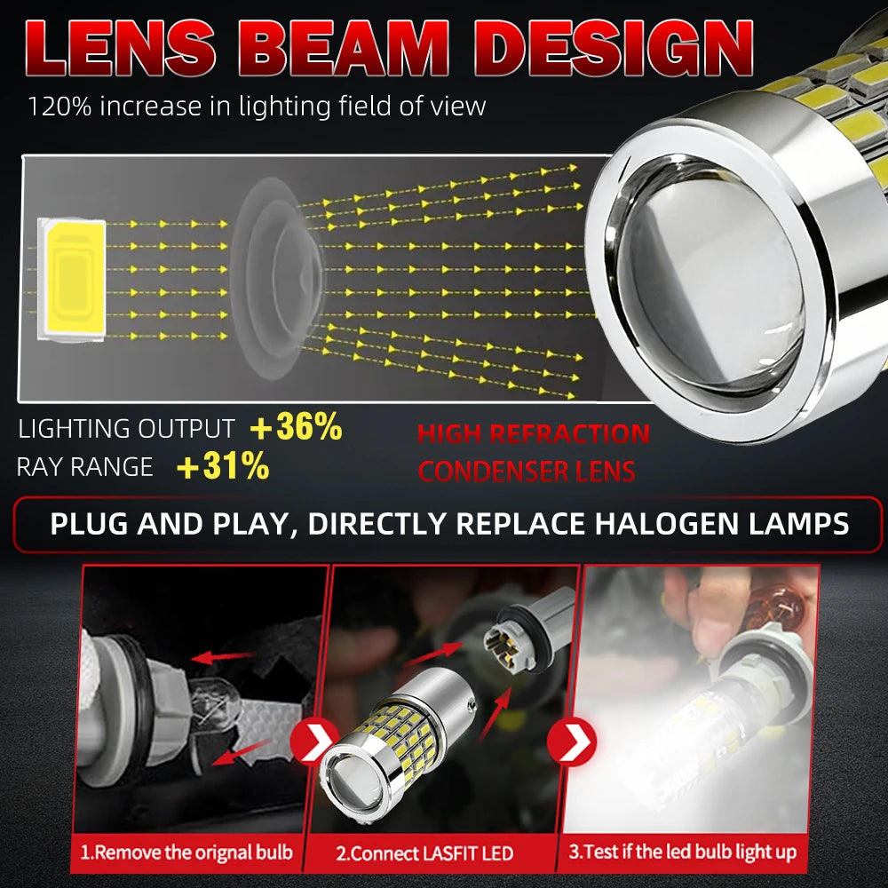 1156 BA15S Projector Lens Light Canbus Car LED Reverse Light For Smart Fortwo MK2 451 2007