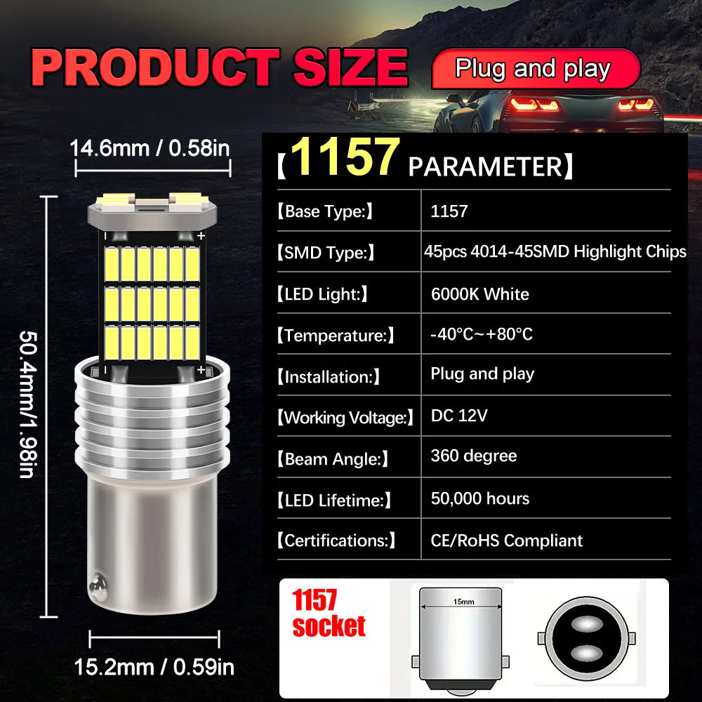 Plug and Play Small Light Canbus No error Rear Turn Signal Light 1157 BAY15D P21/5W 6000K