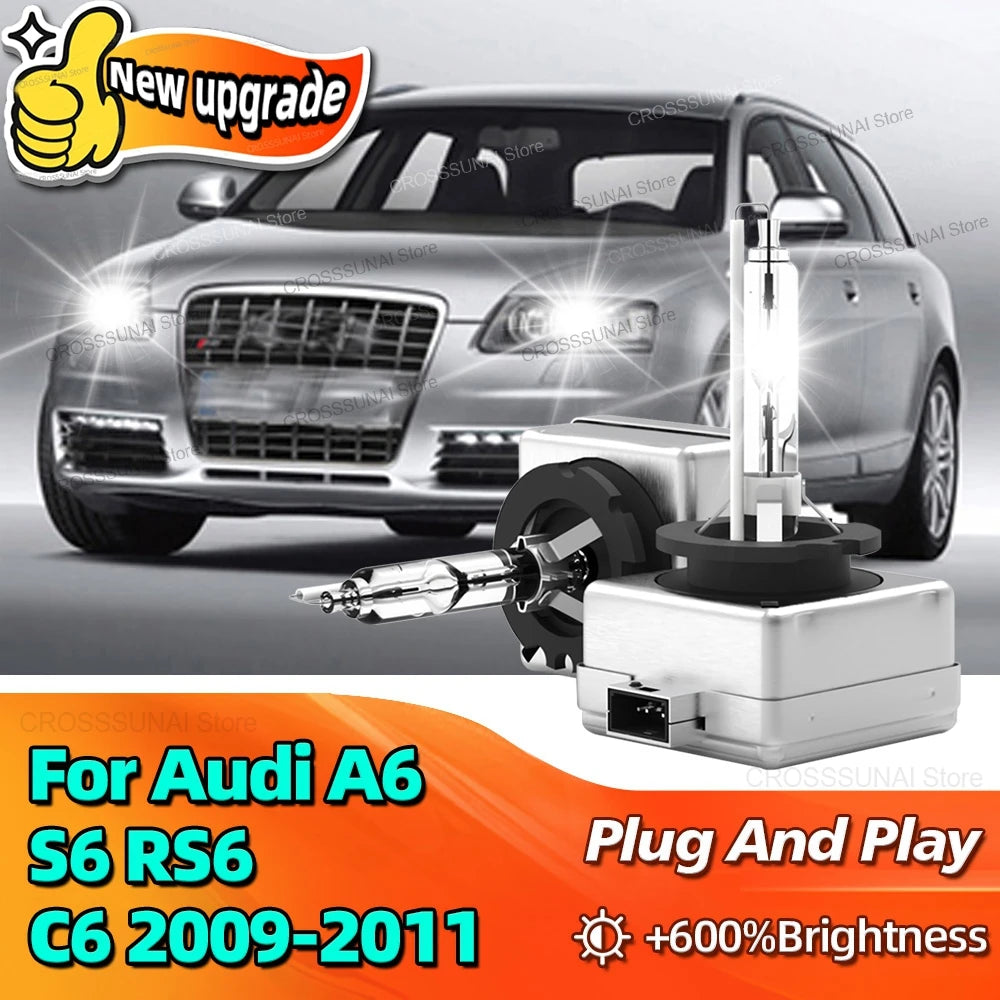 35W Car HID Xenon Headlight Bulbs D3S 6000K 10000LM Bright Headlamp For Audi A6 S6 RS6 C6