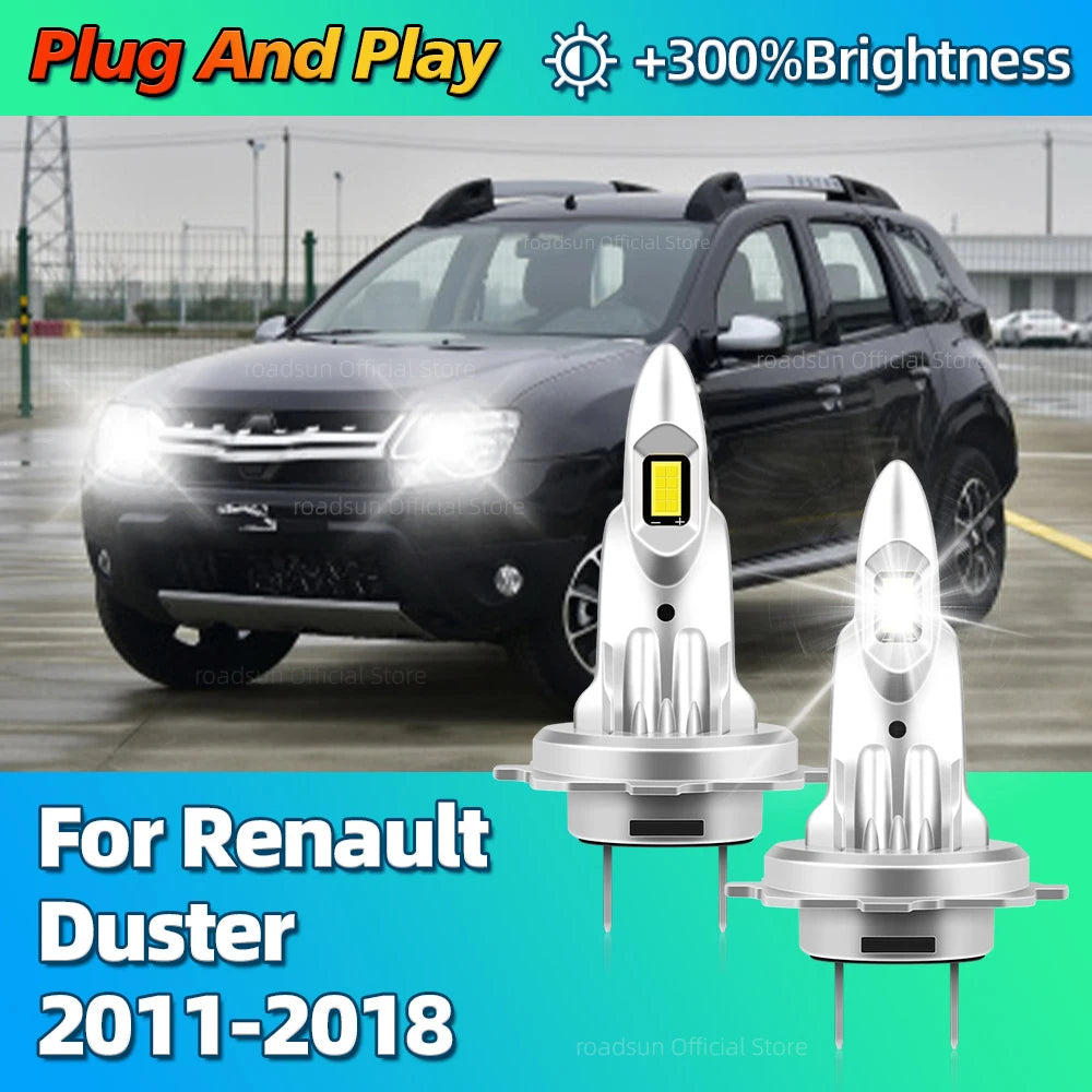 180W Turbo H7 LED Headlight Bulbs CANBUS Car Lights 30000LM CSP Wireless For Renault Duste