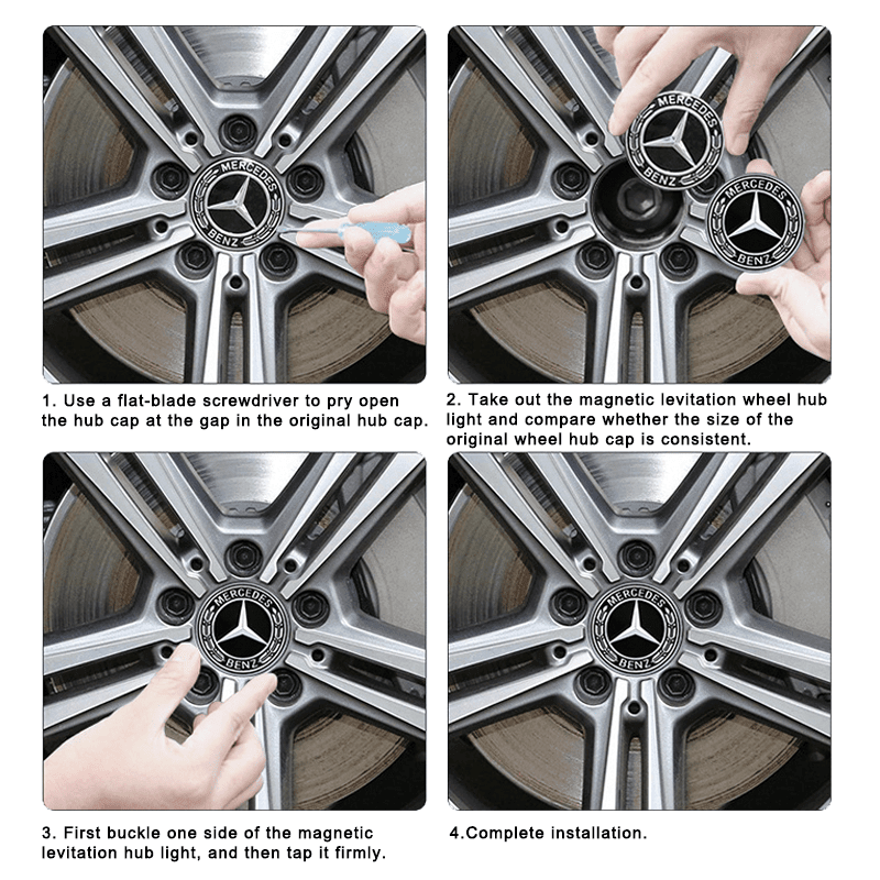 Suitable For Mercedes-Benz Magnetic Suspension Hub Caps & LED Suspension Luminous Wheel Hub Lights