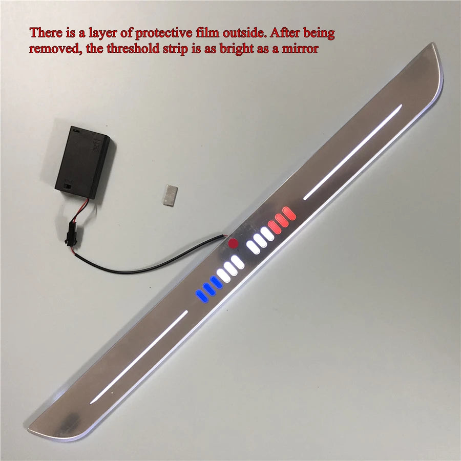 LED Flowing Car Rechargeable Pedal Light Sill Pathway Welcome Scuff Plate 4Doors