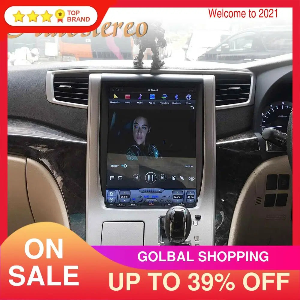 Carplay Snapdragon Android 13 Tesla Style For Toyota Vellfire For Toyota Alphard 20 Car GP