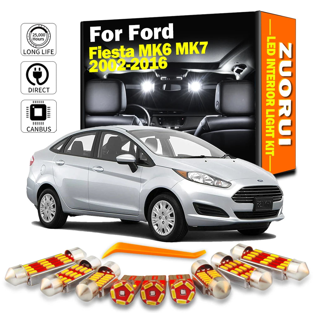 LED Interior Light Kit for Ford Fiesta MK6 MK7 2002- 2012 - Canbus Dome Map Door Trunk Bulbs | AUTOKITSHOP