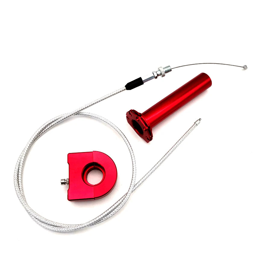 Red CNC Motorcycle Throttle Turn Grip Twist Cable 7/8'' 22mm Handbar Scooter ATV