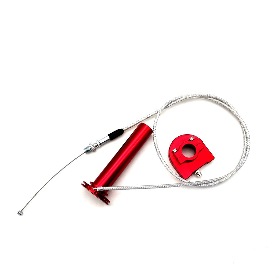 Red CNC Motorcycle Throttle Turn Grip Twist Cable 7/8'' 22mm Handbar Scooter ATV
