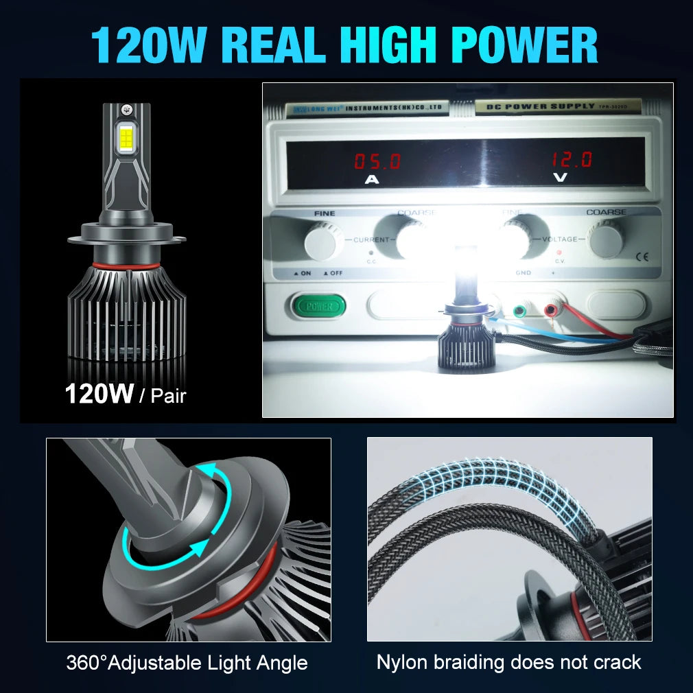XSTORM 120W H7 Led Canbus 25000LM Headlight H1 H4 H8 H11 H16 9005 HB3 9006 HB4 LED Bulb 90