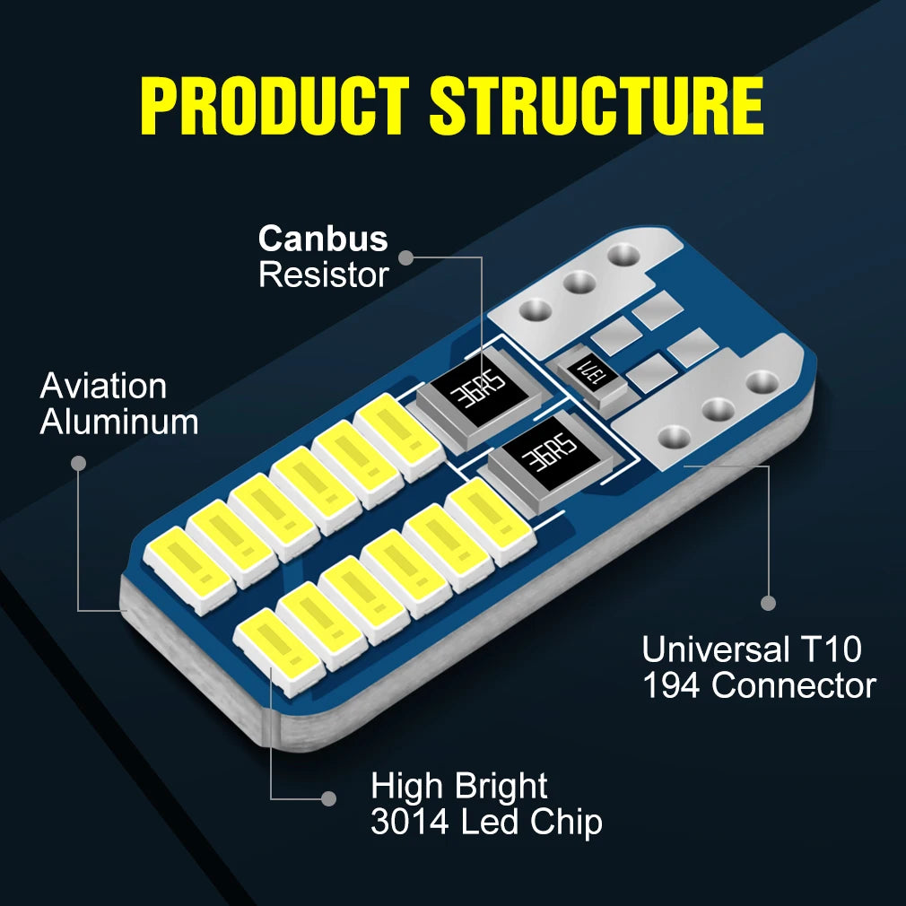 T10 Led Canbus W5W Led Bulb Car Interior Light 24smd 3014smd 194 168 Car Led Signal Lamp C