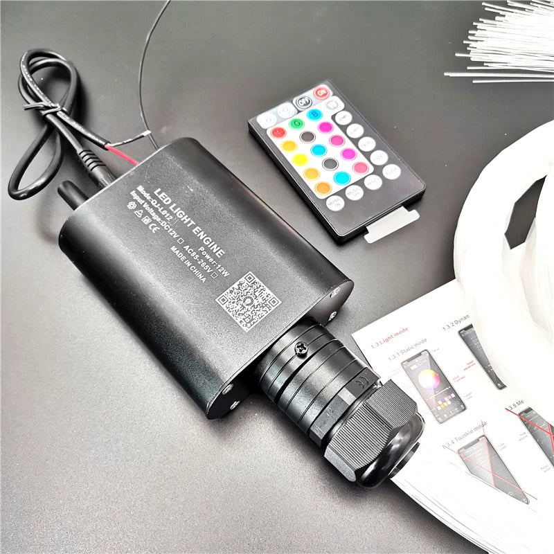 Fiber Optic Strips RGB LED 12V Car Star Ceiling Light Kit by Bluetooth APP control