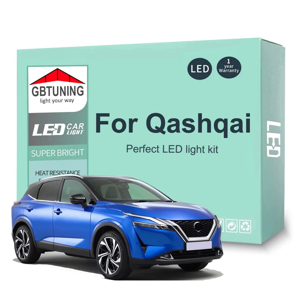 LED Interior Light Kit for Nissan Qashqai J10 J11 J12 2007-2020 - Canbus Dome Map Door Trunk Bulbs | AUTOKITSHOP