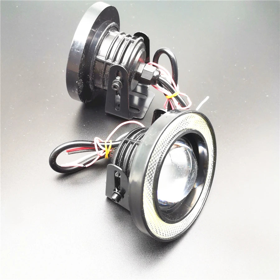 Universal 1Pair 3.5" COB LED Fog Light Projector White Angel Eyes Halo Ring DRL