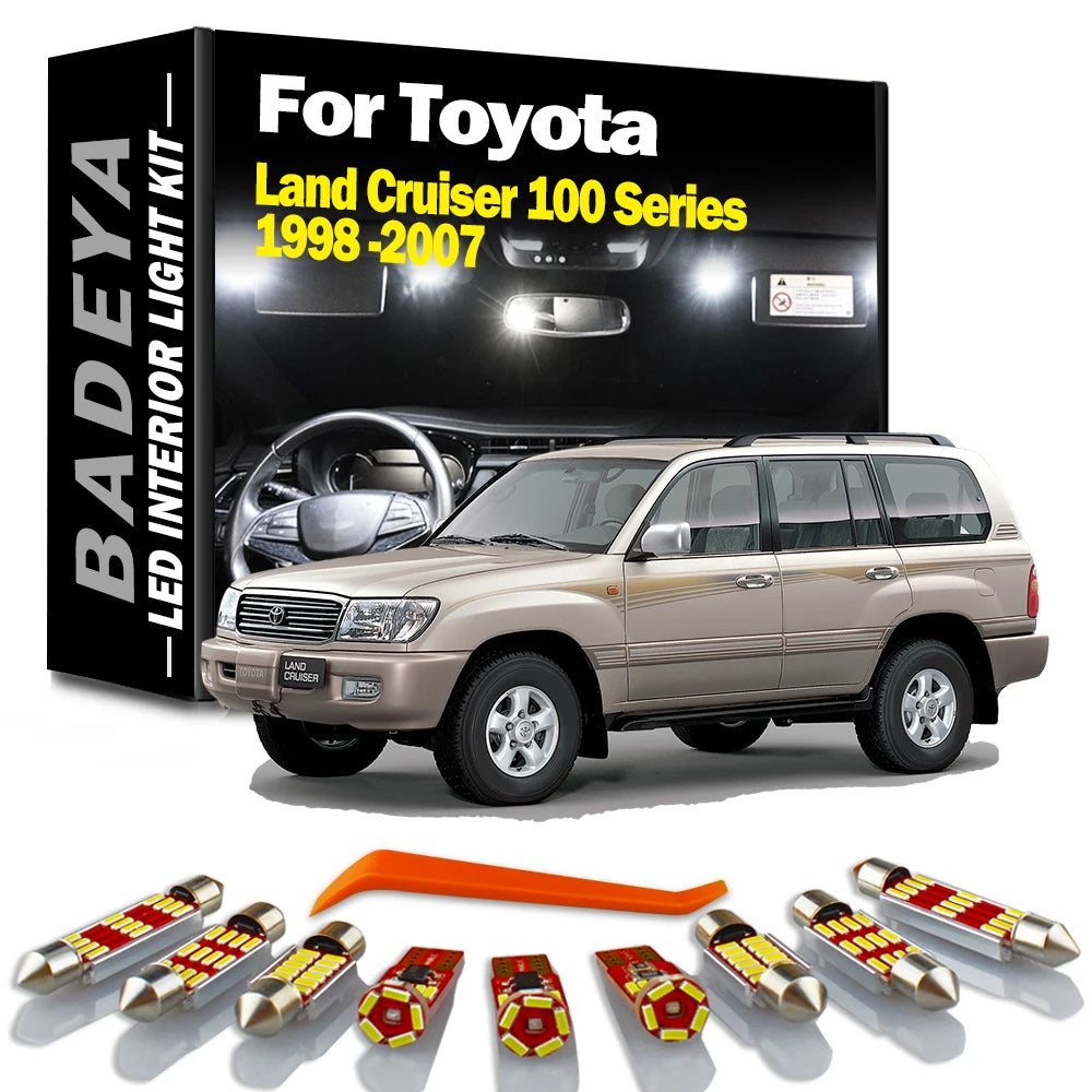 BADEYA 19Pcs LED Interior Map Dome Light Kit For Toyota Land Cruiser 100 Series 1998 -2006