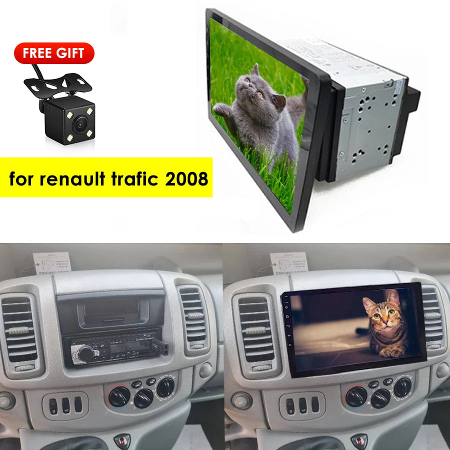 Android Screen For Renault Trafic 2008 2Din Rotating Multimedia Car Radio Video Player DSP