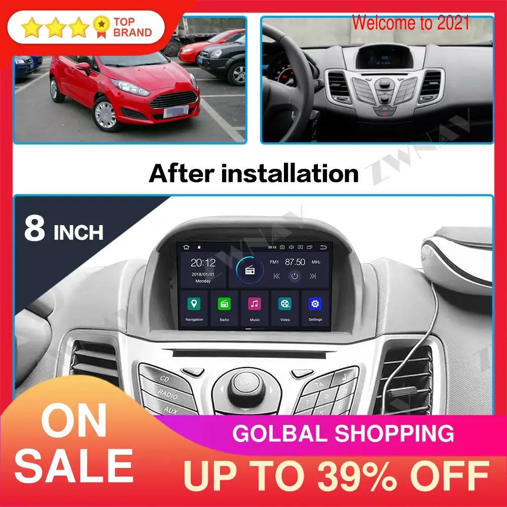 Android 13.0 Car DVD Player GPS Navigation For Ford Fiesta MK7 2013-2016 Car Radio player