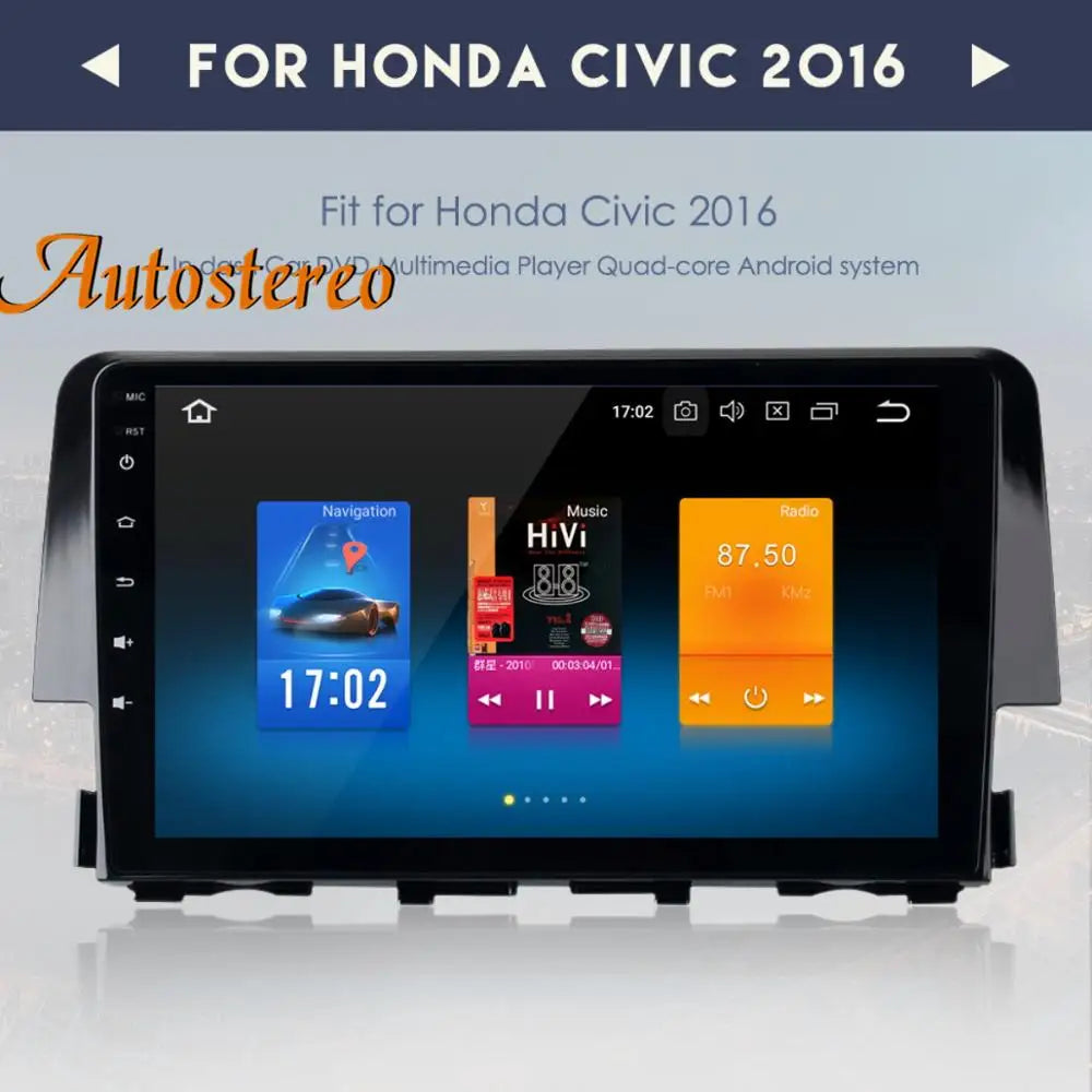 Carplay Android 14 Car GPS Navigation For Honda Civic 2016-2021 Stereo Head Unit DSP Multi