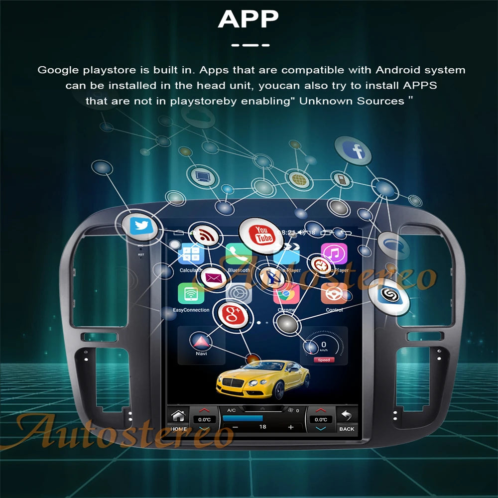 For Toyota Land Cruiser LC100 1992-2002 Android 13 Carplay Auto Stereo Tesla Style Car GPS