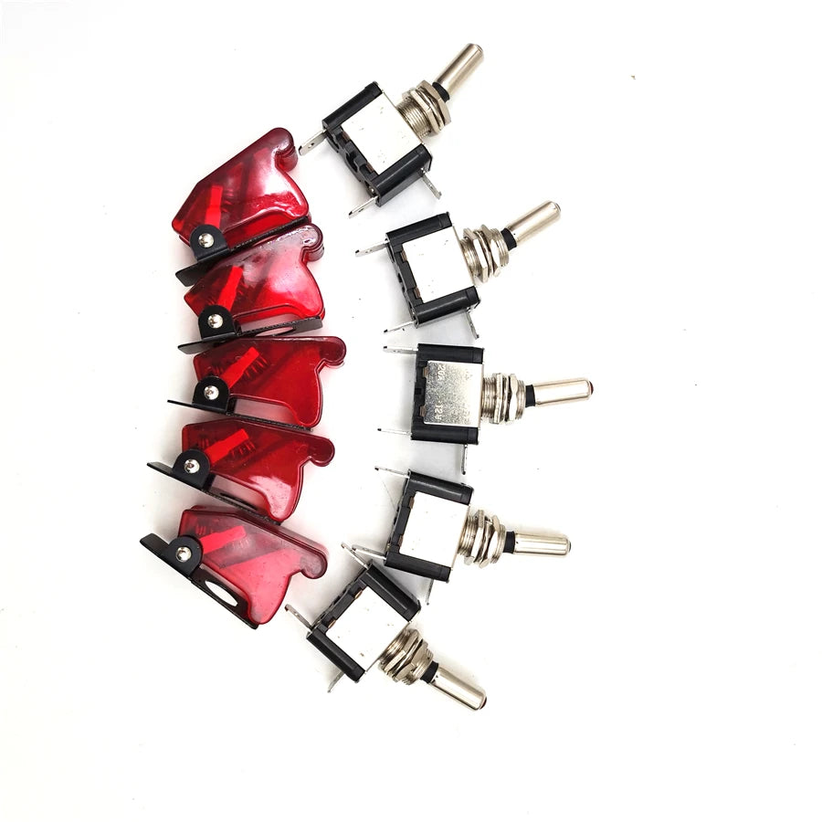 12V 20A Red Cover LED Light Rocker Toggle Switch SPST ON/OFF Car Truck Boat